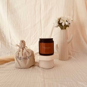 Desert Mirage soy candle inspired by warm desert winds — notes of amber, oud, and vanilla create a soothing, grounded atmosphere for your home